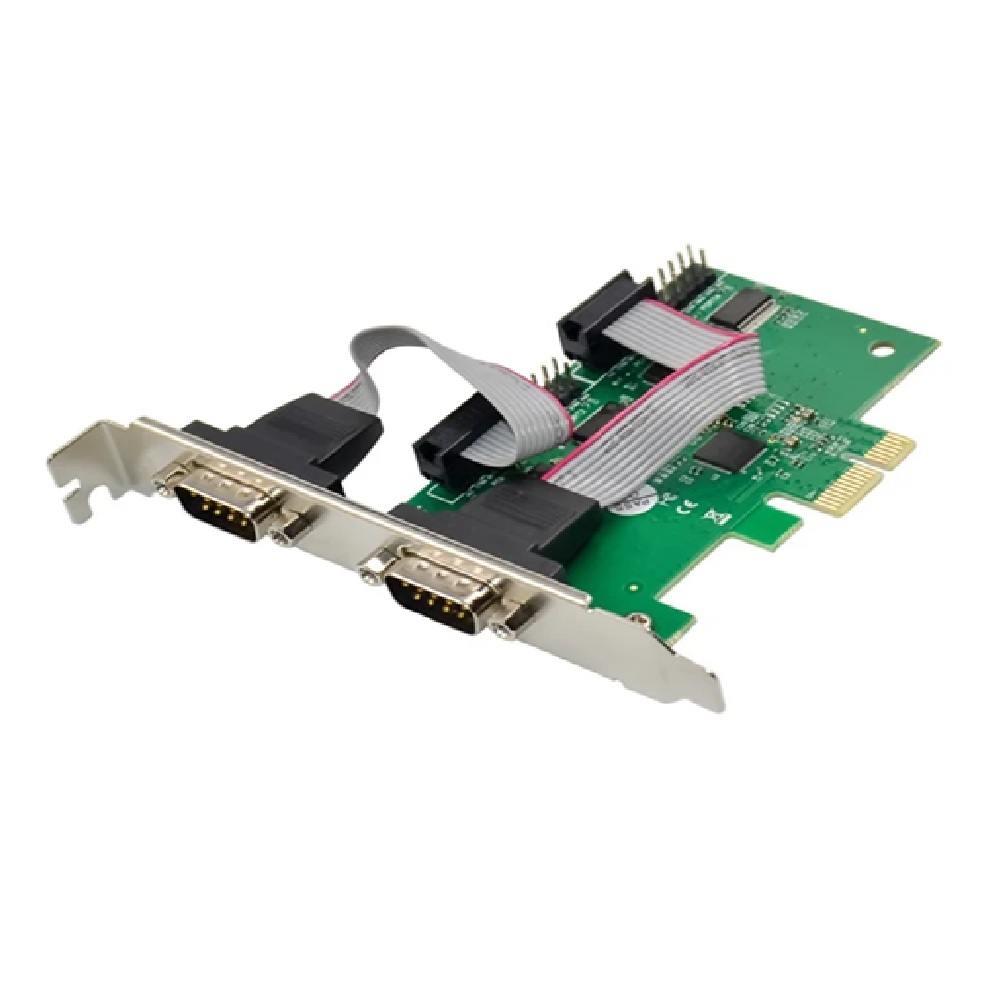 کارت توسعه PCIe به RS232 سریال – ۲ پورت COM DB9، مجهز به چیپ ASIX AX99100 (Low / High Profile)